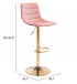 24" Pink And Gold Steel Swivel Low Back Counter Height Bar Chair