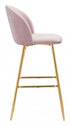 30" Pink And Gold Steel Low Back Bar Height Bar Chair