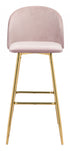 30" Pink And Gold Steel Low Back Bar Height Bar Chair