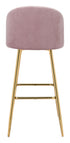 30" Pink And Gold Steel Low Back Bar Height Bar Chair