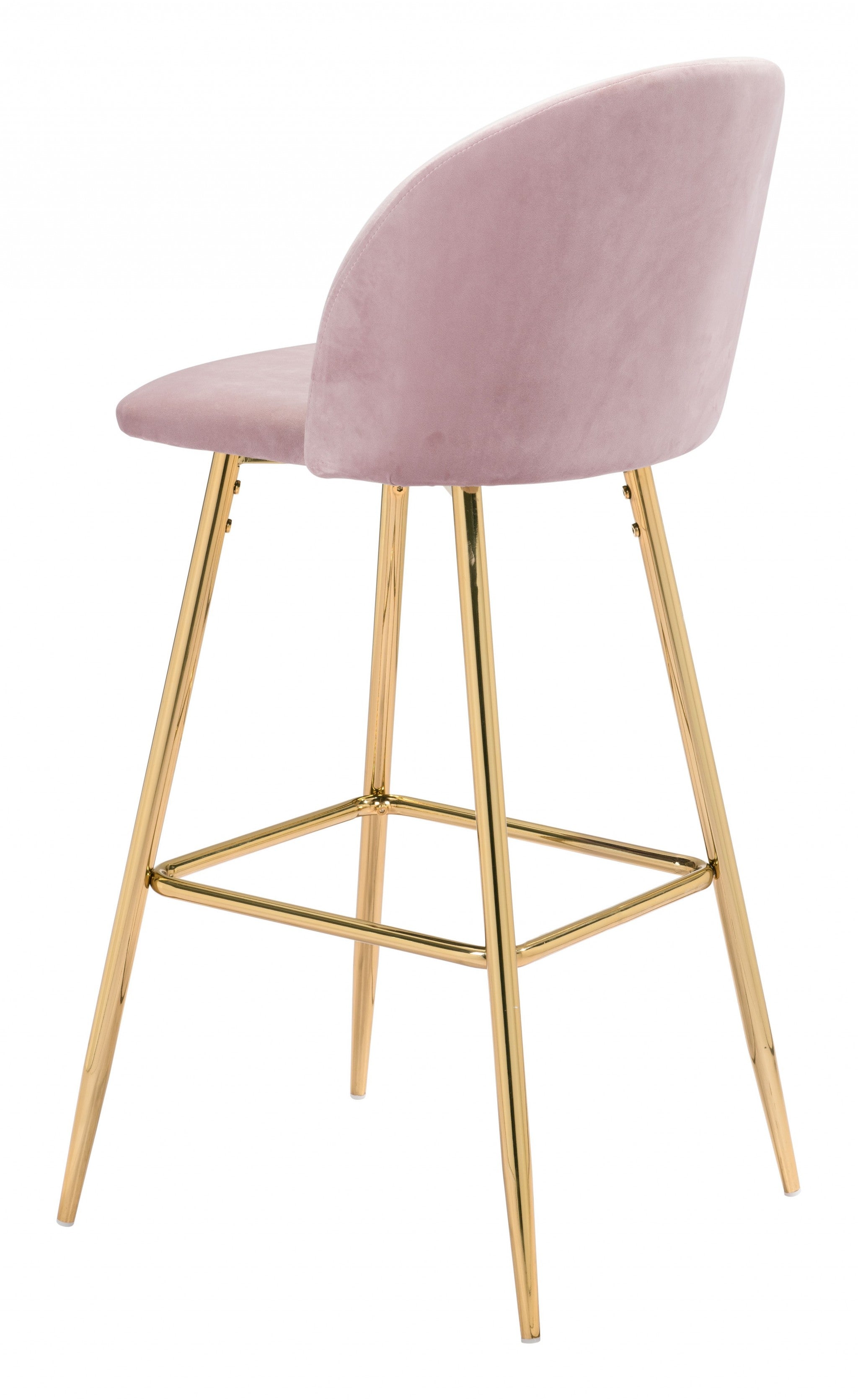 30" Pink And Gold Steel Low Back Bar Height Bar Chair