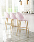 30" Pink And Gold Steel Low Back Bar Height Bar Chair