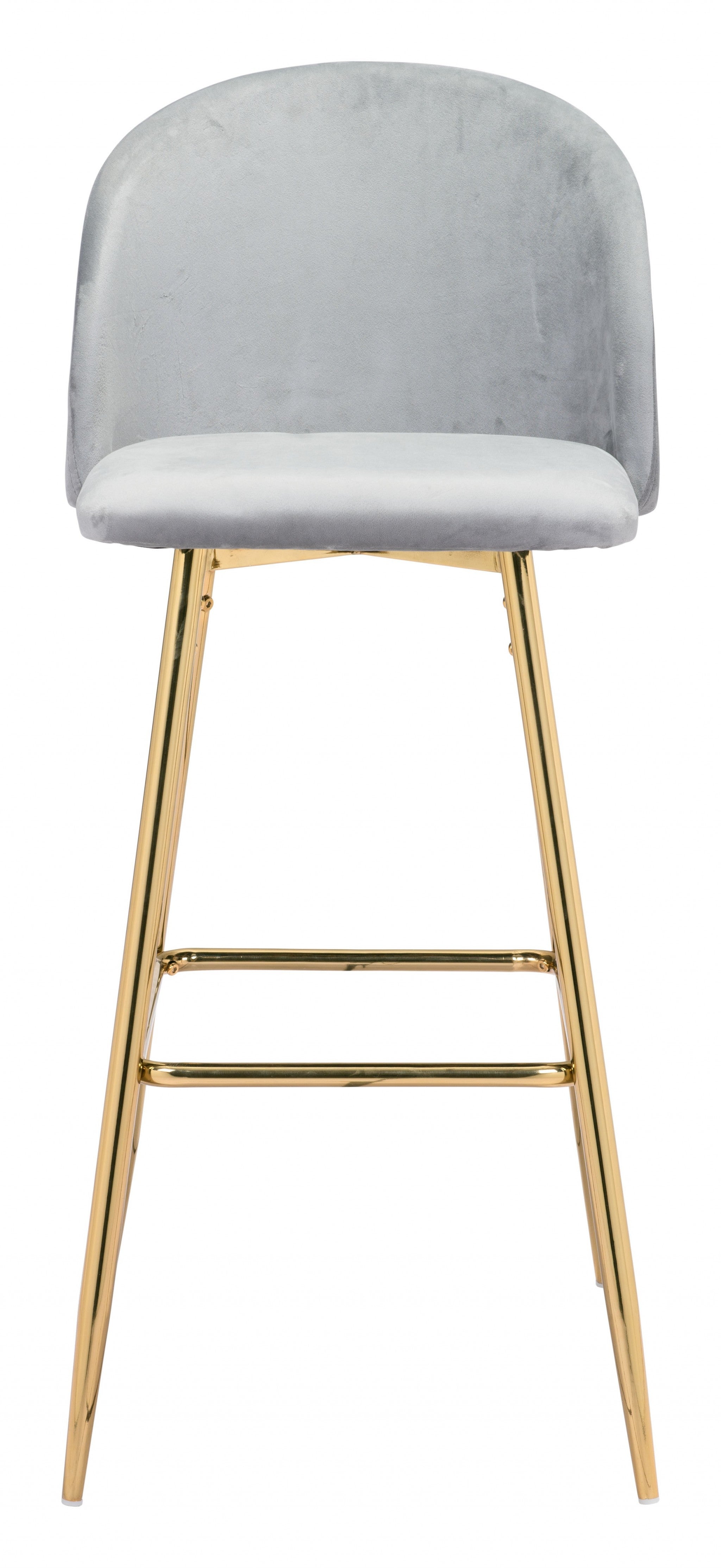 30" Gray And Gold Steel Low Back Bar Height Bar Chair