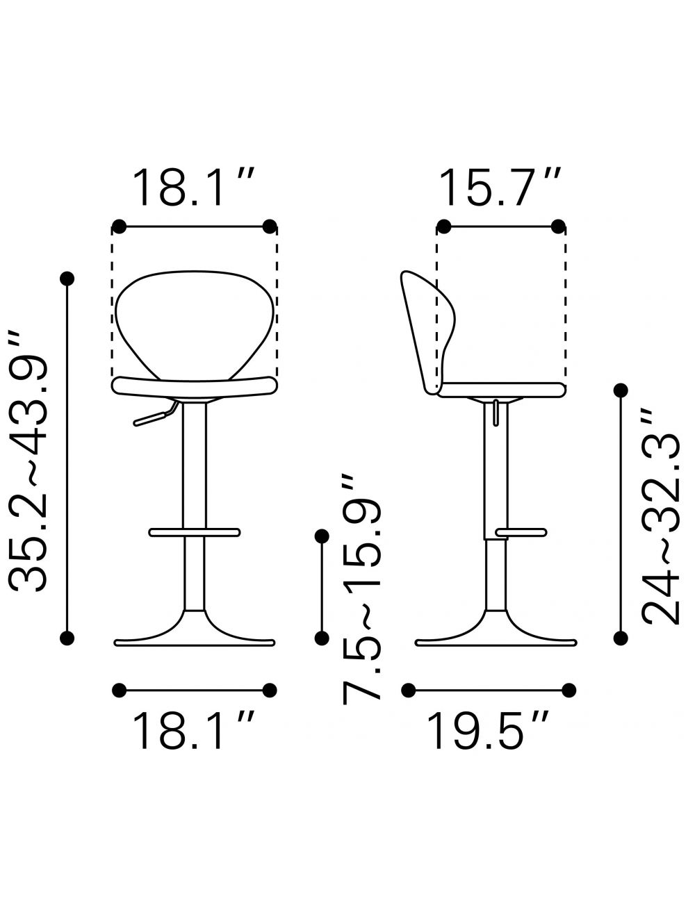 24" Gray And Black Steel Swivel Low Back Counter Height Bar Chair