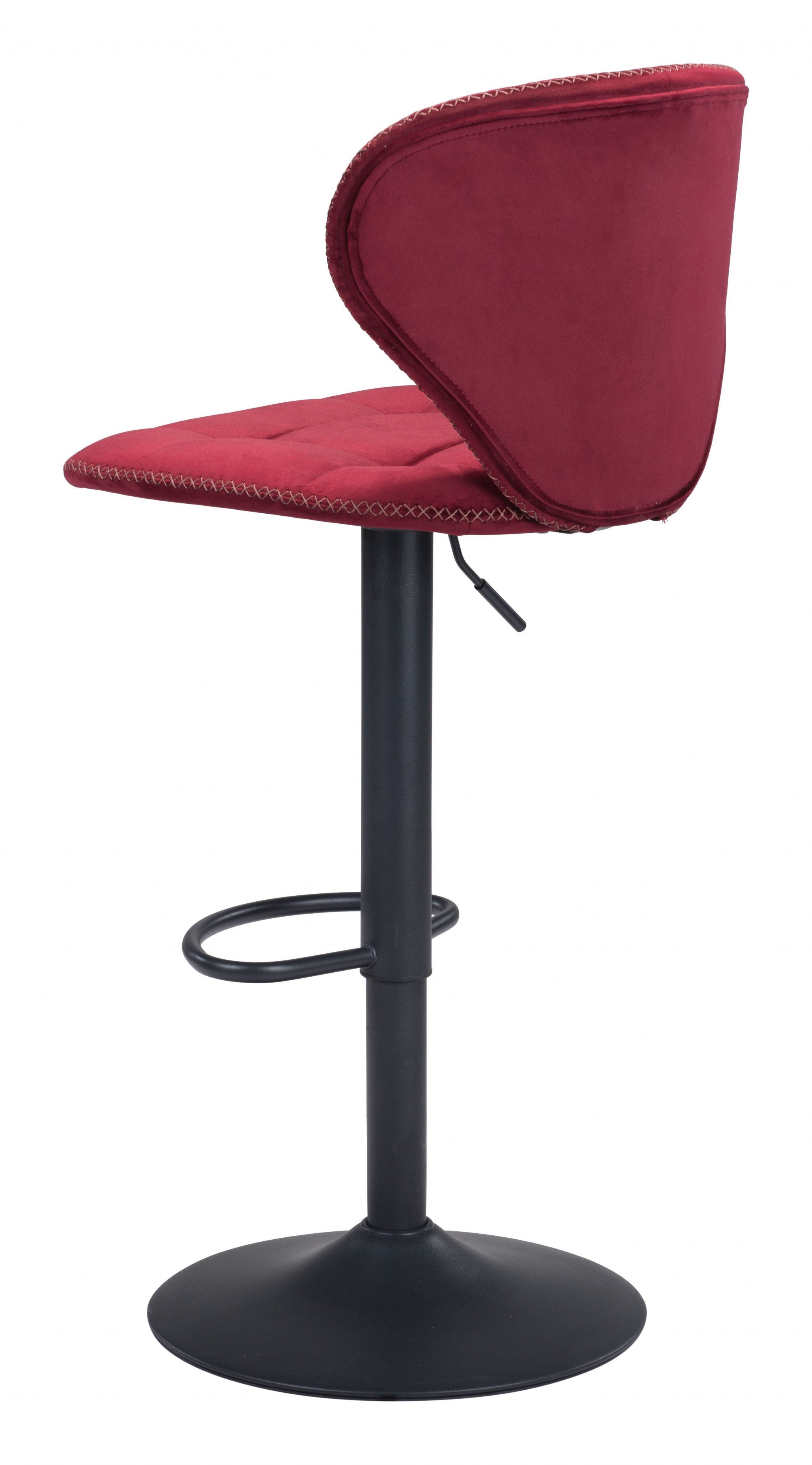 24" Red And Black Steel Swivel Low Back Counter Height Bar Chair