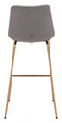 31" Gray And Copper Steel Low Back Bar Height Bar Chair