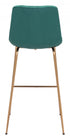 31" Green And Copper Steel Low Back Bar Height Bar Chair