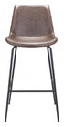 31" Brown And Black Steel Low Back Bar Height Bar Chair