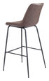 31" Brown And Black Steel Low Back Bar Height Bar Chair