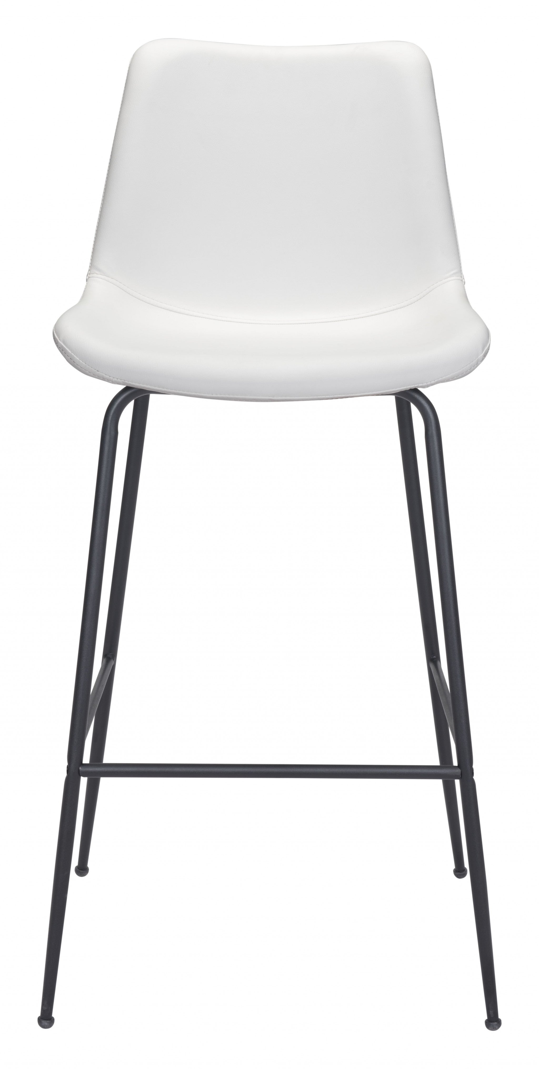 31" White And Black Steel Low Back Bar Height Bar Chair