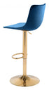 24" Dark Blue And Gold Steel Low Back Counter Height Bar Chair