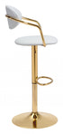 24" White And Gold Steel Swivel Low Back Counter Height Bar Chair