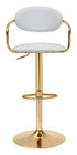 24" White And Gold Steel Swivel Low Back Counter Height Bar Chair