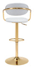 24" White And Gold Steel Swivel Low Back Counter Height Bar Chair