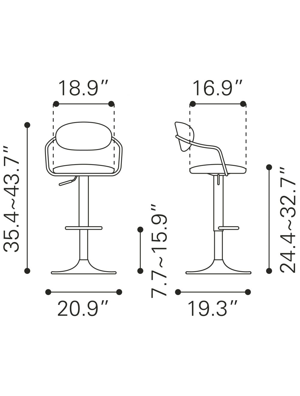 24" White And Gold Steel Swivel Low Back Counter Height Bar Chair