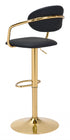 24" Black And Gold Steel Swivel Low Back Counter Height Bar Chair