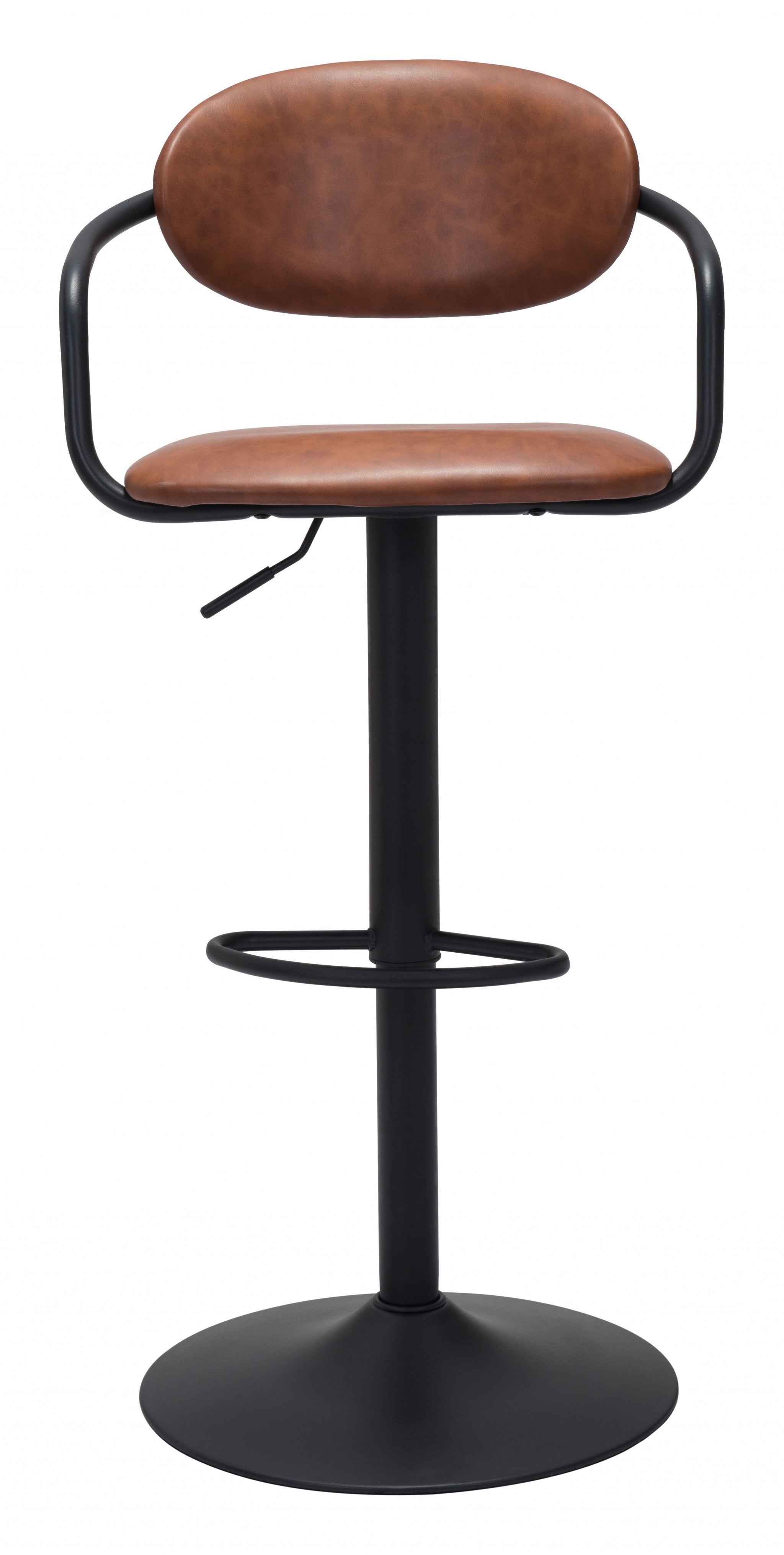 24" Brown And Black Steel Swivel Low Back Counter Height Bar Chair