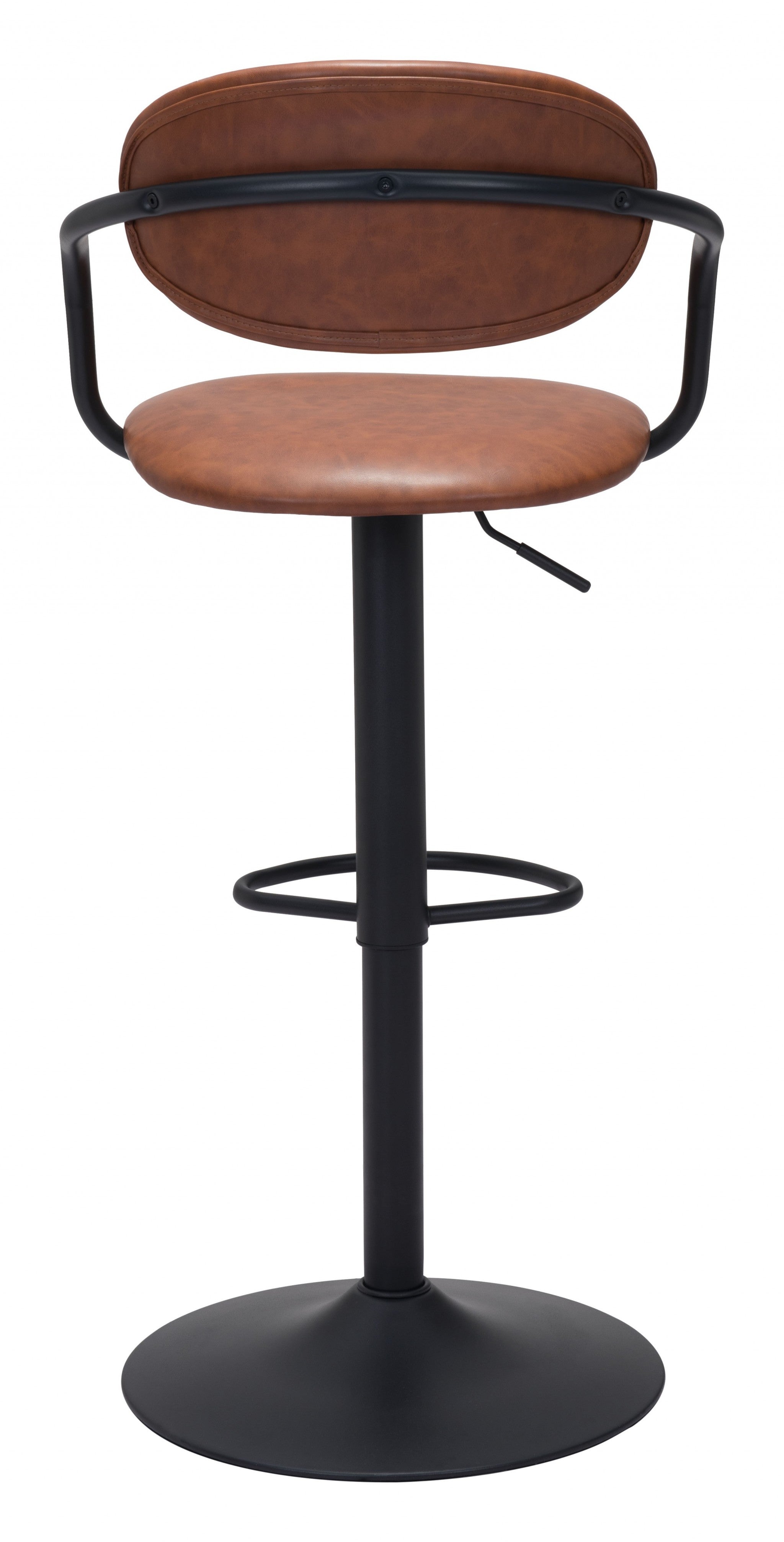 24" Brown And Black Steel Swivel Low Back Counter Height Bar Chair