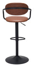 24" Brown And Black Steel Swivel Low Back Counter Height Bar Chair