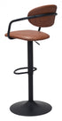 24" Brown And Black Steel Swivel Low Back Counter Height Bar Chair