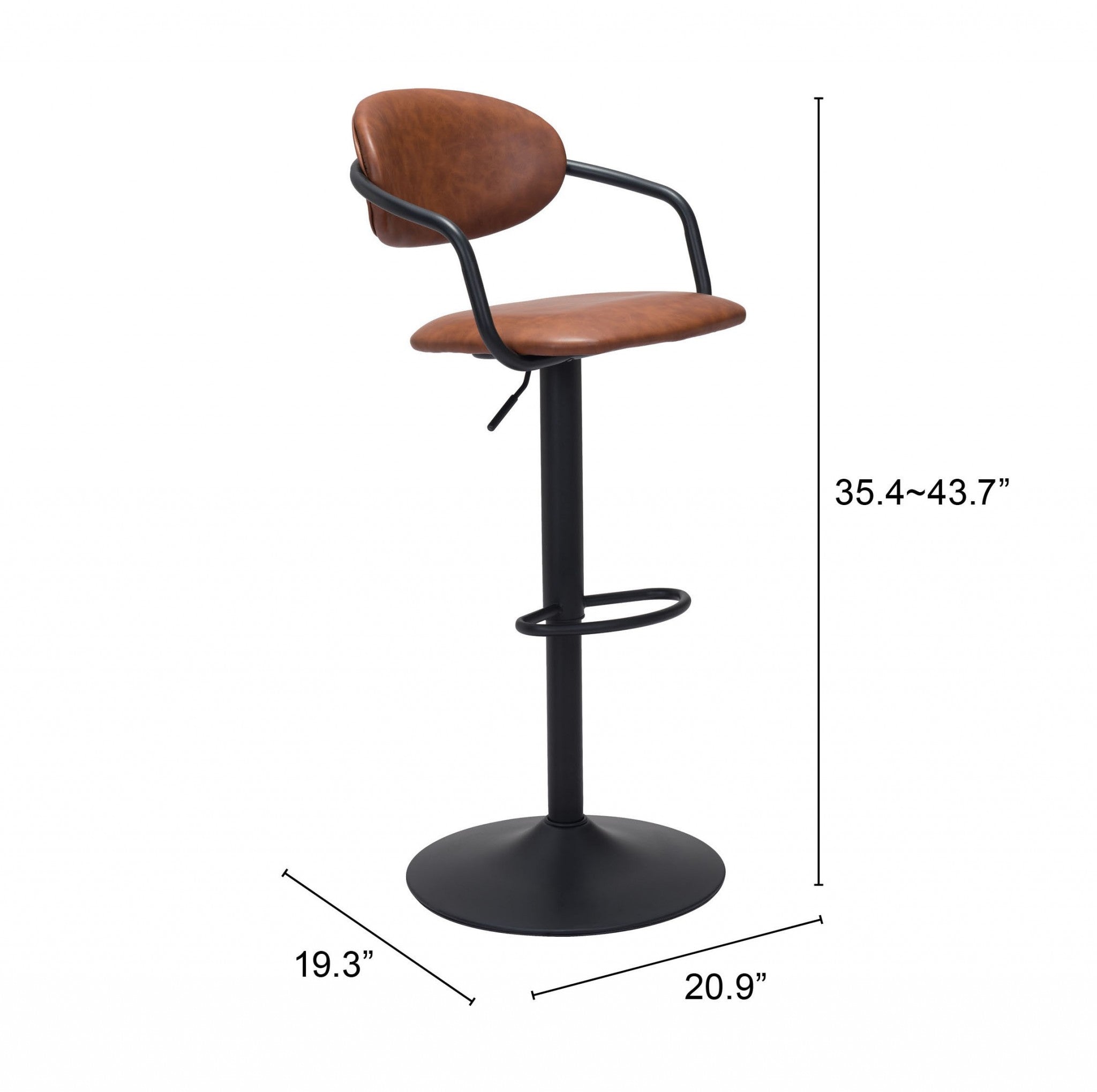 24" Brown And Black Steel Swivel Low Back Counter Height Bar Chair