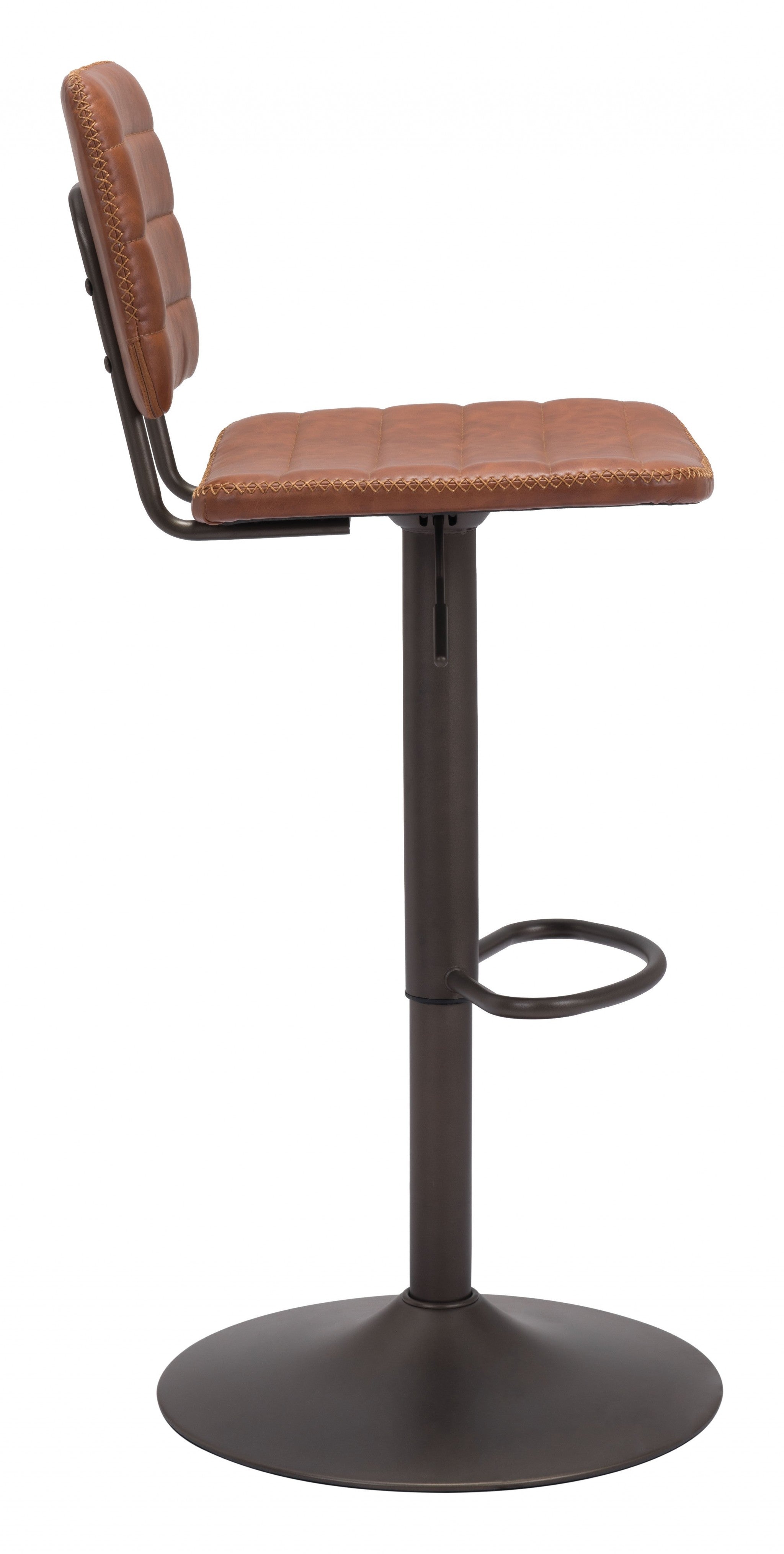 24" Brown And Black Steel Swivel Low Back Counter Height Bar Chair