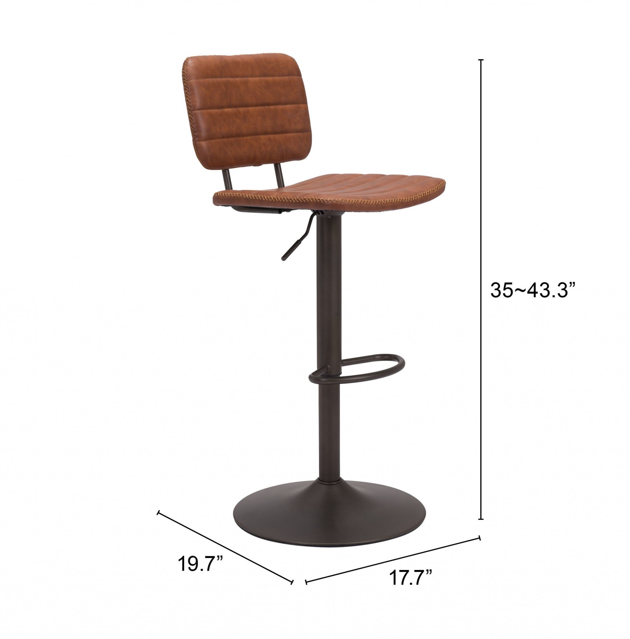 24" Brown And Black Steel Swivel Low Back Counter Height Bar Chair