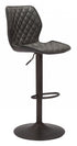 24" Gray And Black Steel Swivel Low Back Counter Height Bar Chair