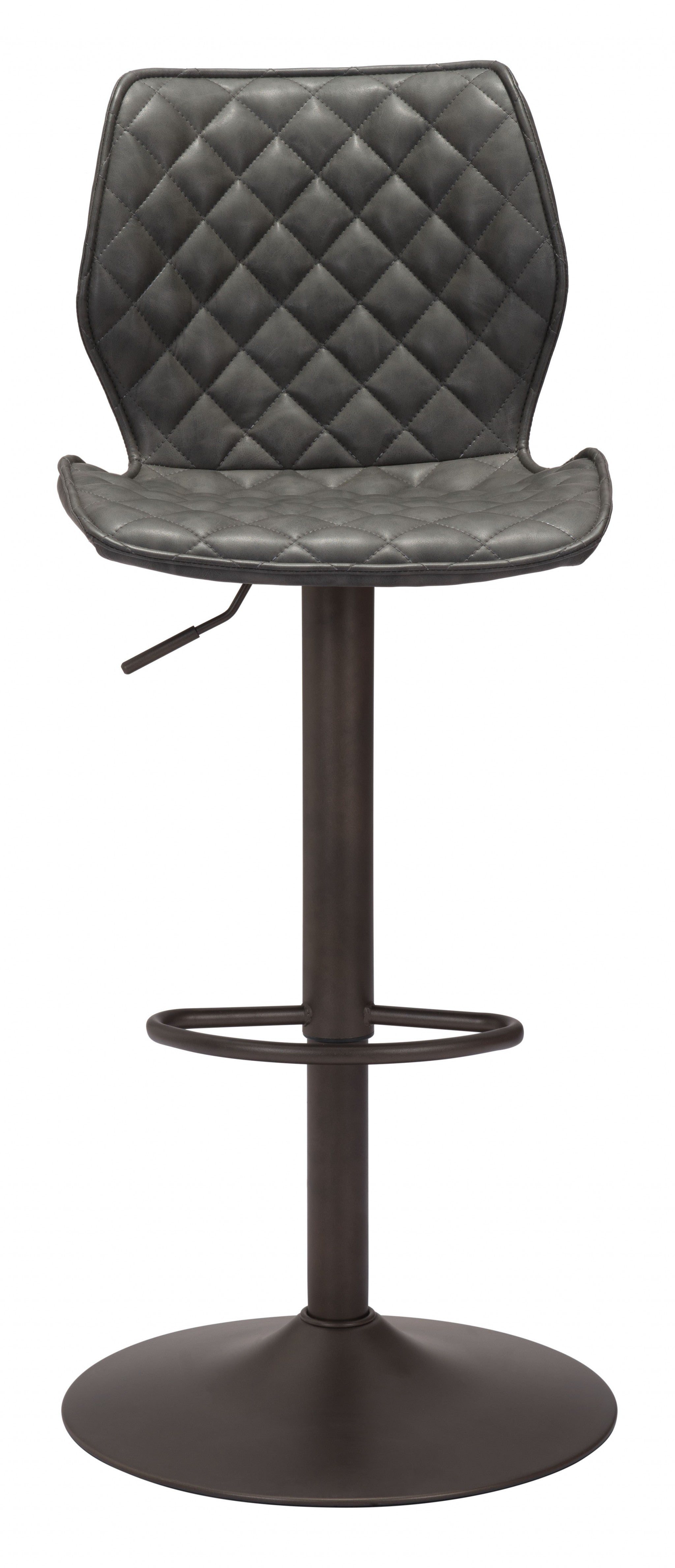 24" Gray And Black Steel Swivel Low Back Counter Height Bar Chair