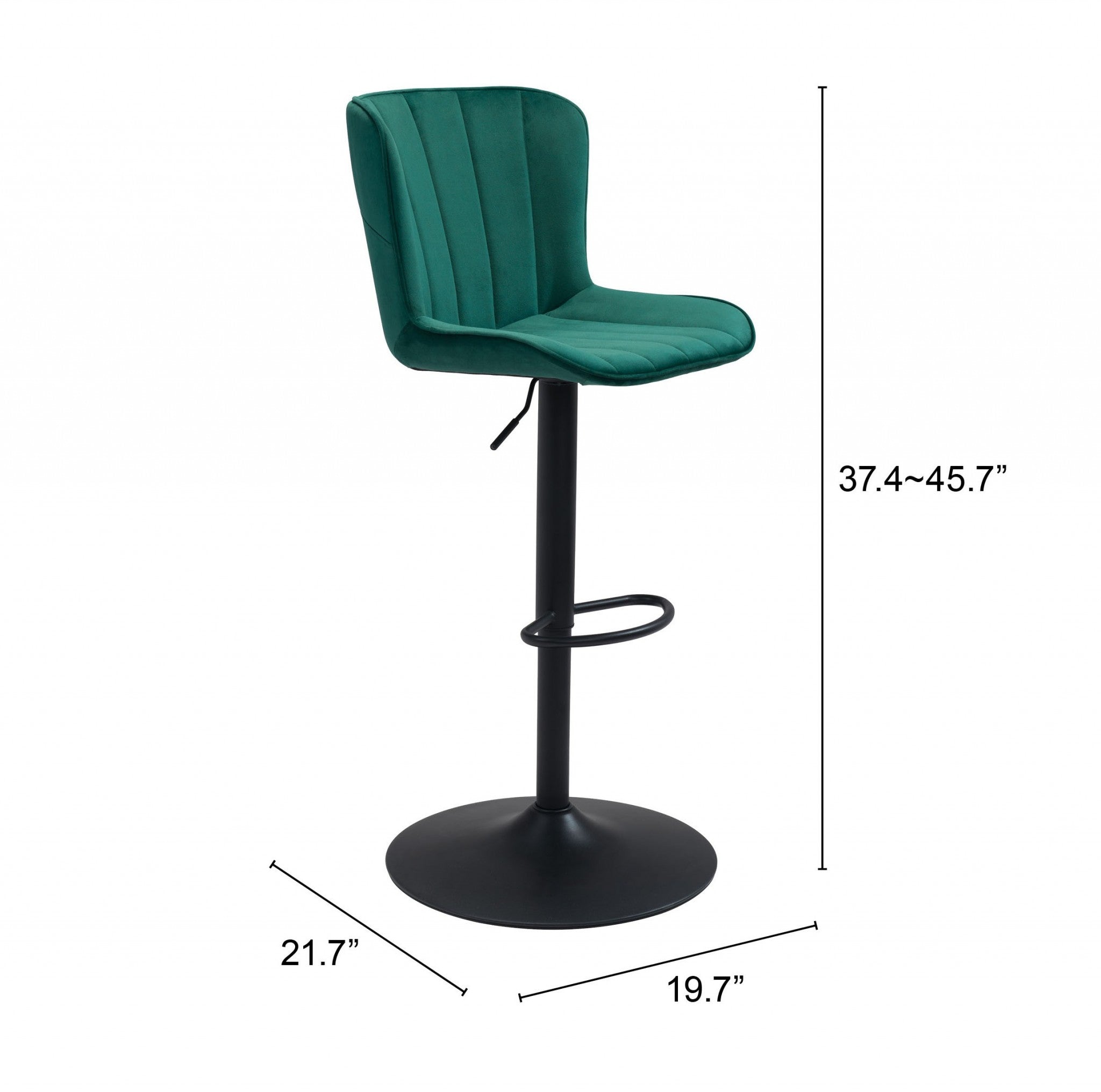 24" Green And Black Steel Swivel Low Back Counter Height Bar Chair