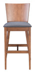 Set of Two 29" Gray And Brown Solid Wood Low Back Bar Height Bar Chairs