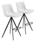 Set of Two 29" White And Black Steel Low Back Bar Height Bar Chairs