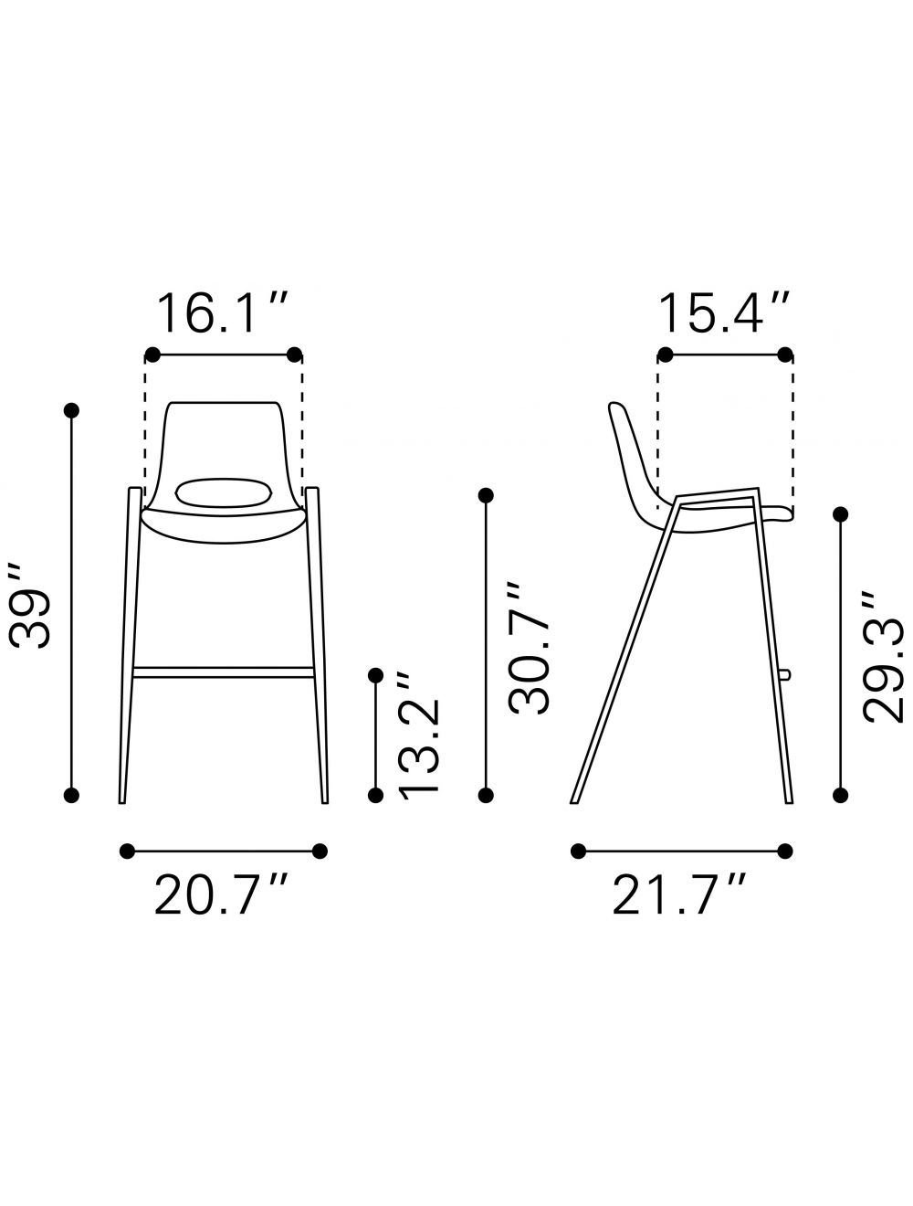 Set of Two 29" Black And Brown Steel Low Back Bar Height Bar Chairs