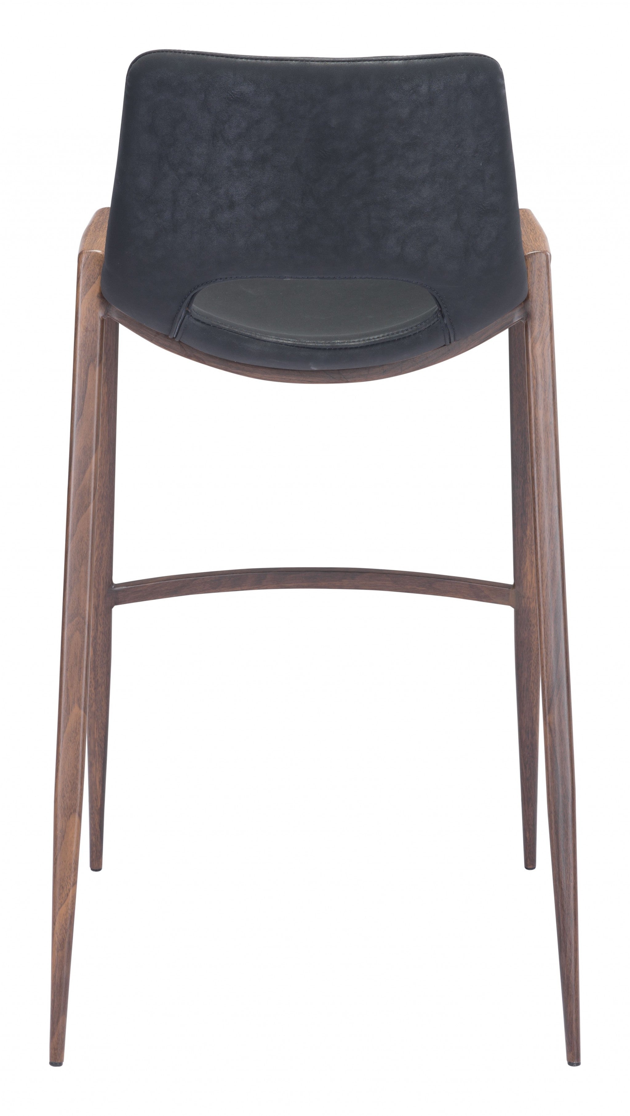 Set of Two 29" Black And Brown Steel Low Back Bar Height Bar Chairs