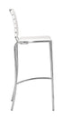 Set of Two 29" White And Silver Steel Low Back Bar Height Bar Chairs