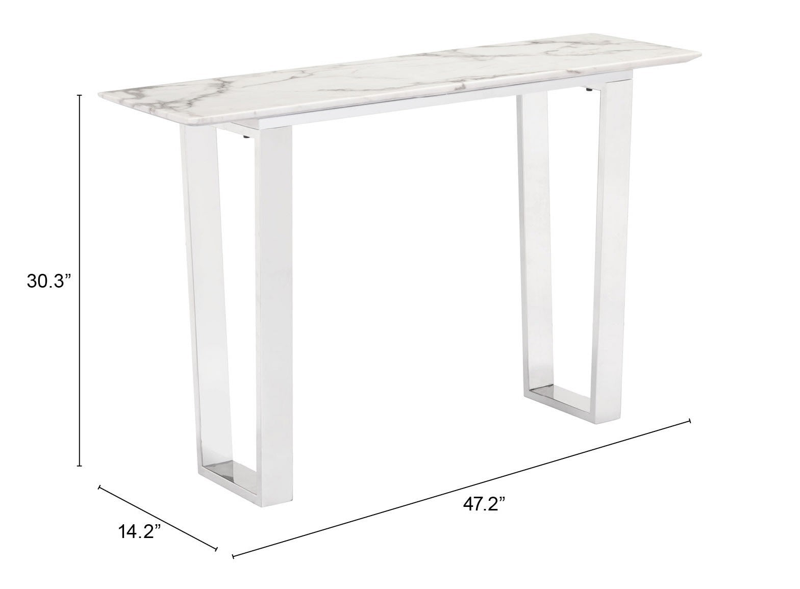 Designer's Choice White Faux Marble and Steel Console Table