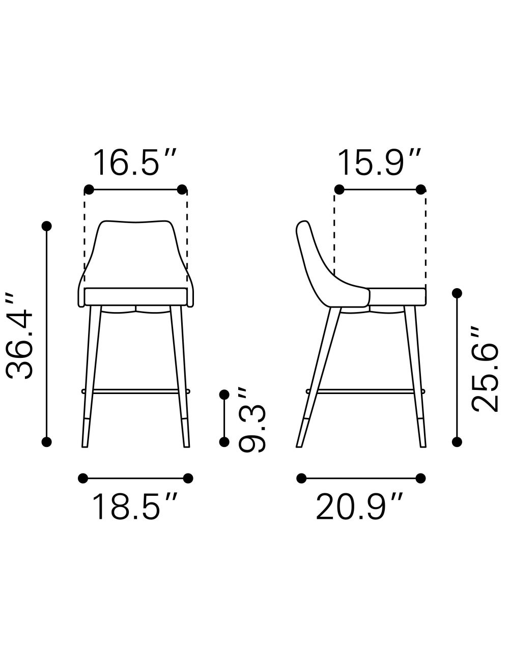 26" Gray And Black Steel Low Back Counter Height Bar Chair