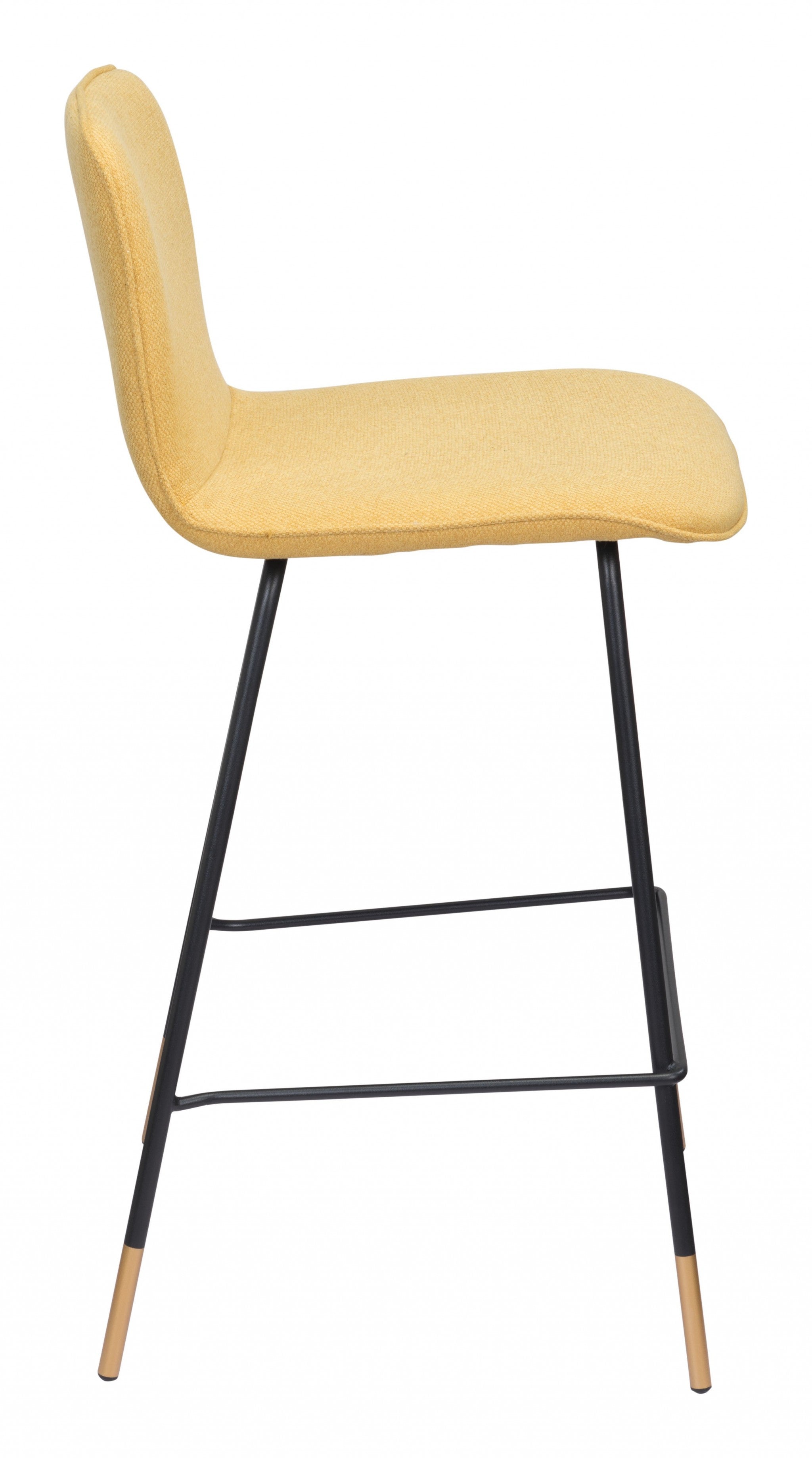 27" Yellow And Black Steel Low Back Counter Height Bar Chair