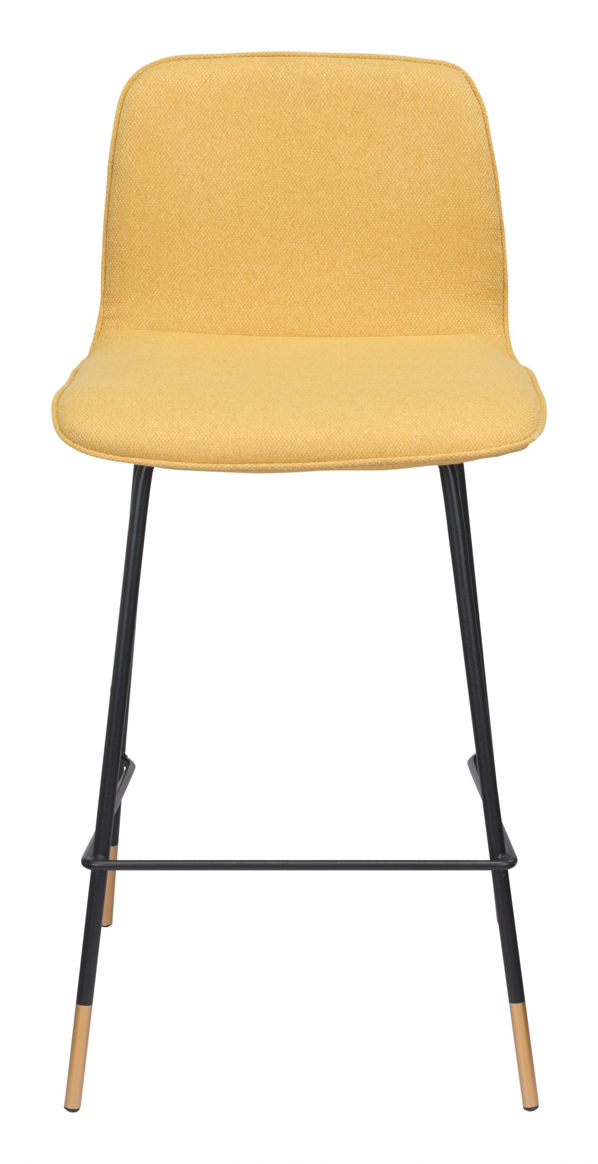 27" Yellow And Black Steel Low Back Counter Height Bar Chair