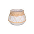 6" Stoneware and Rattan White and Natural Round Table Vase