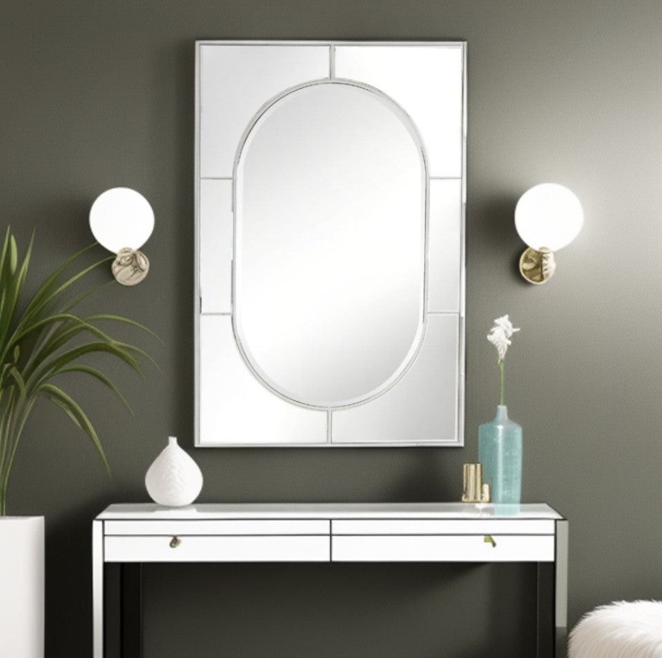 48" Silver Metal Framed Accent Mirror