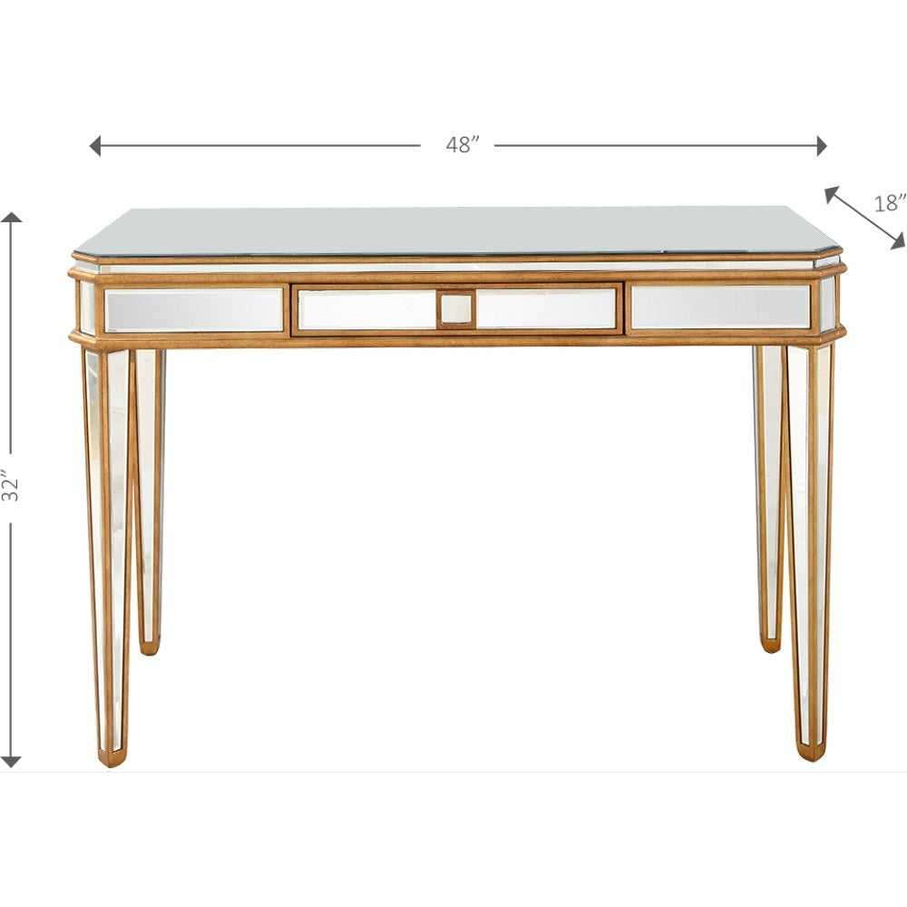 Antiqued Gold Finish Console Table