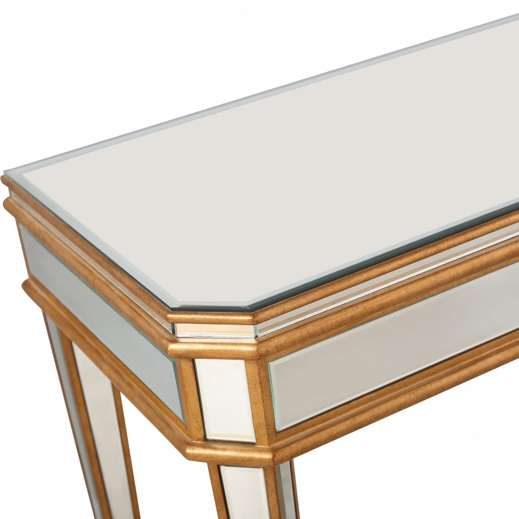 Antiqued Gold Finish Console Table