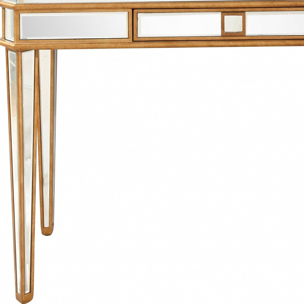 Antiqued Gold Finish Console Table