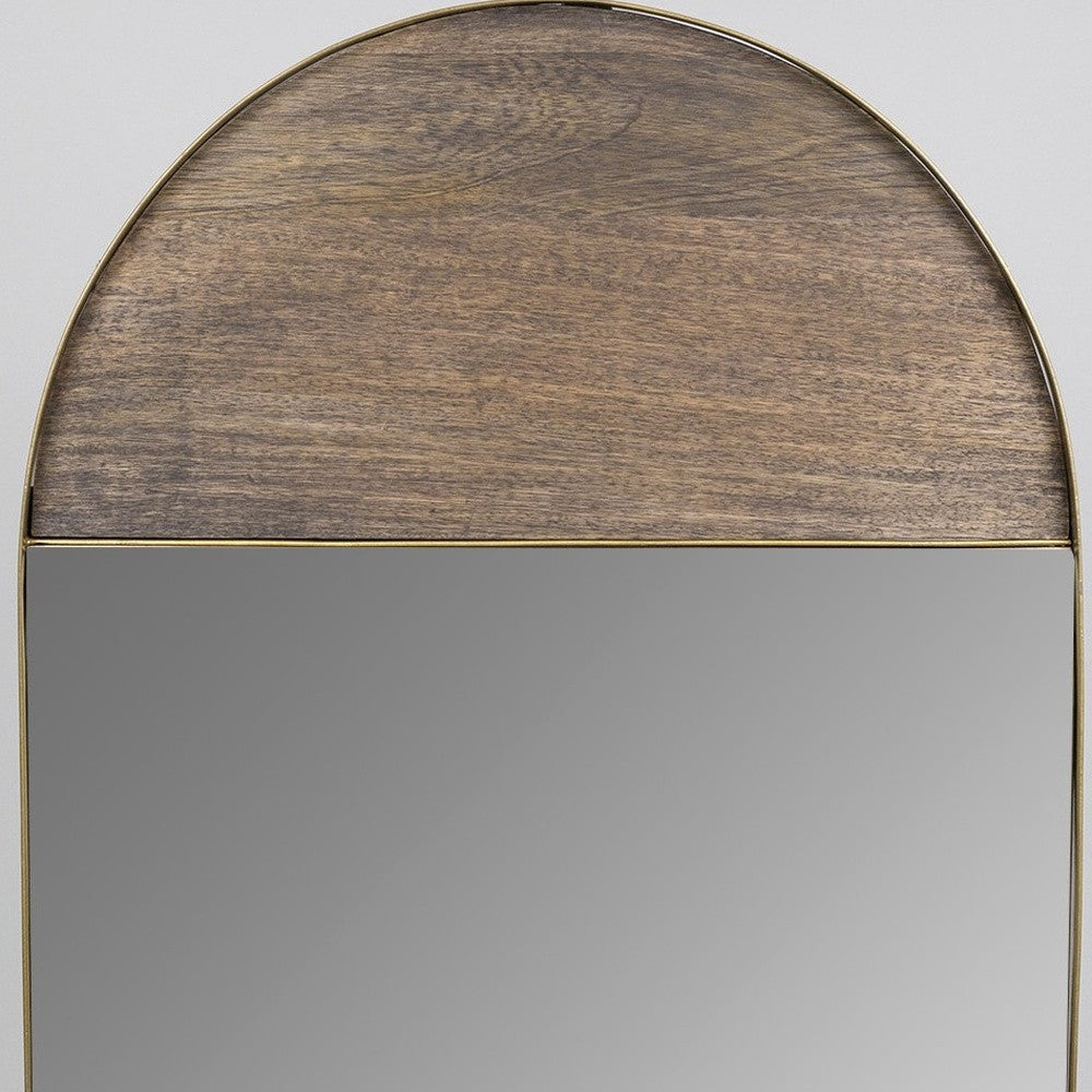 Wood and Gold Iron Arch Wall Mirror