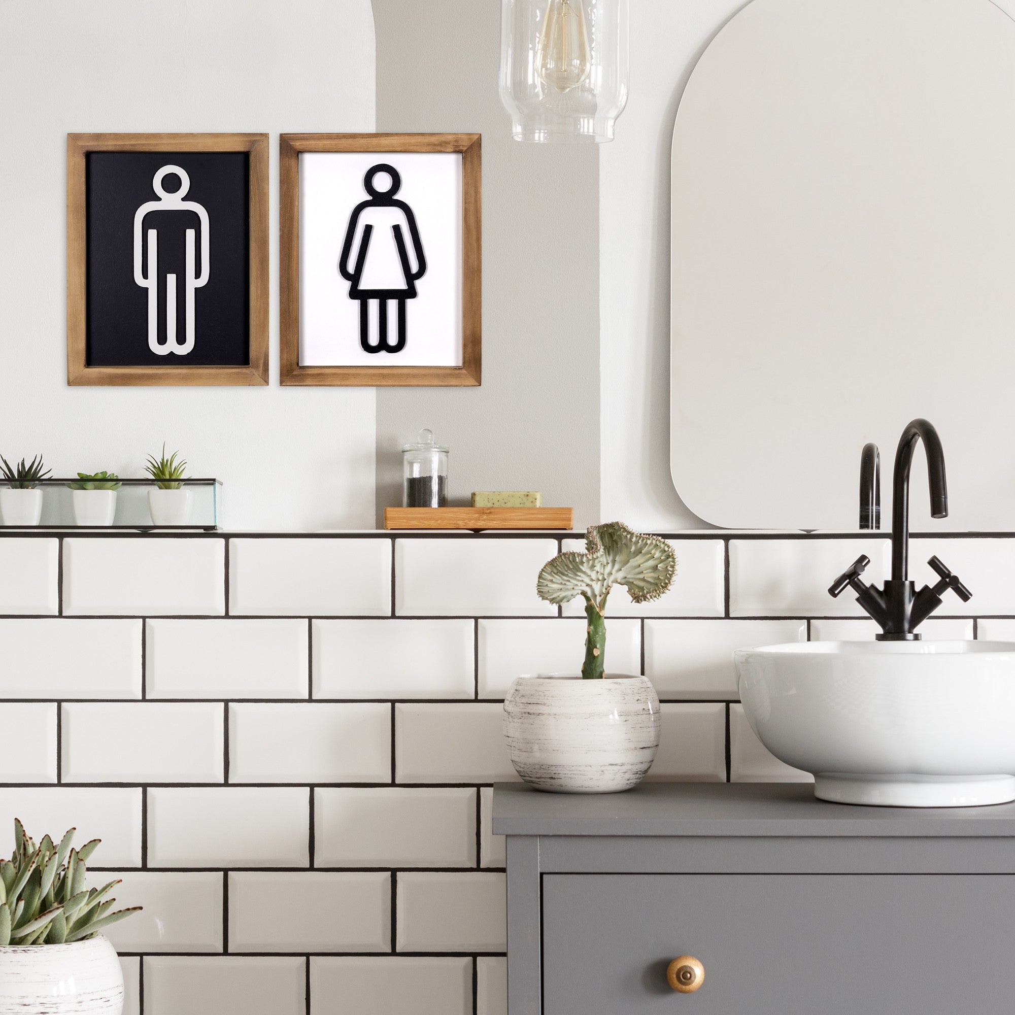 Set of Two His and Hers Bathroom Wall Art