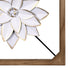 Wood Framed White Metal Flower Wall Décor