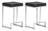 Set of Two 26" Black And Silver Steel Backless Counter Height Bar Chairs