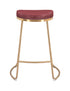 Set of Two " Red And Gold Faux Leather And Stainless Steel Backless Counter Height Bar Chairs