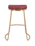 Set of Two " Red And Gold Faux Leather And Stainless Steel Backless Counter Height Bar Chairs